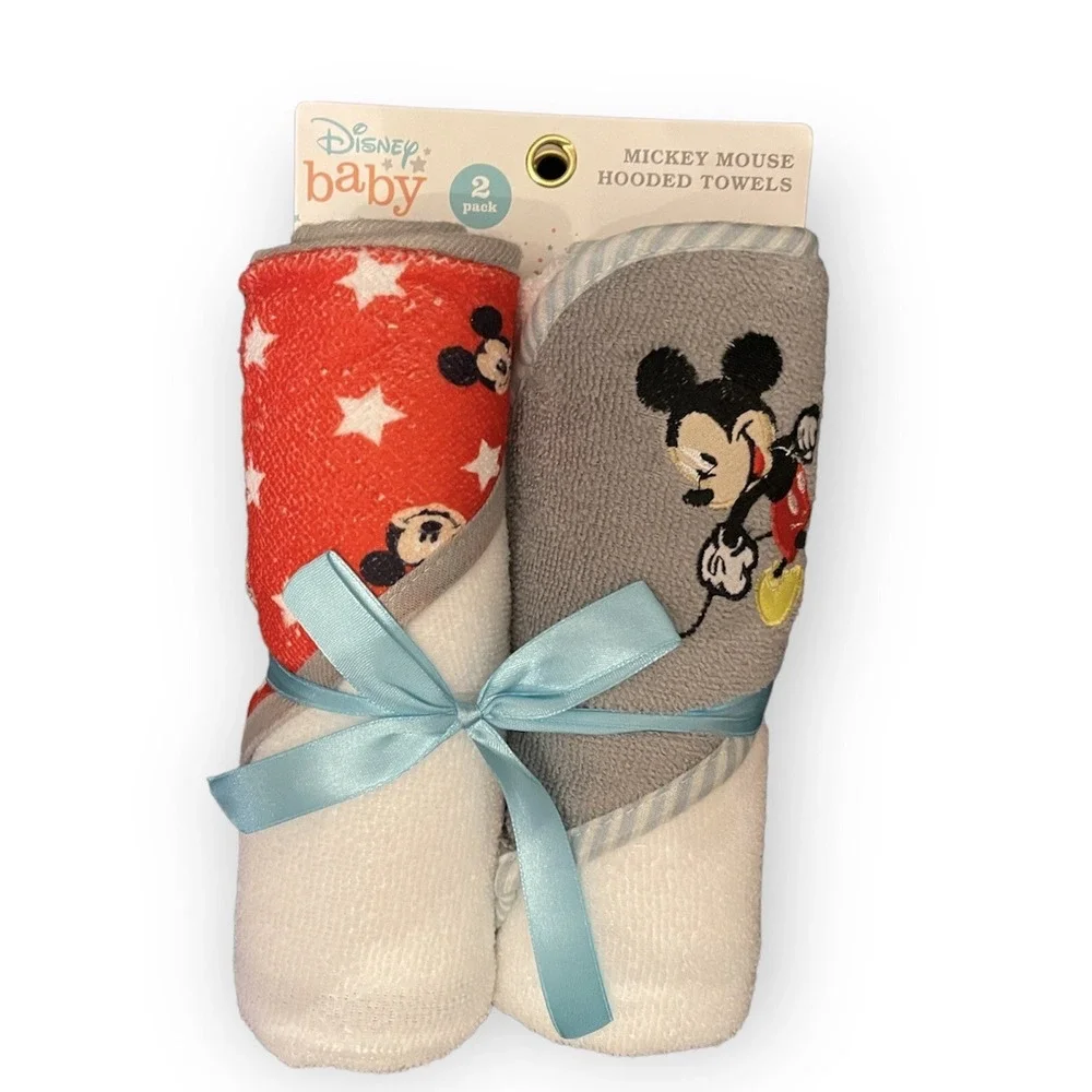Disney Baby Mickey Mouse Hooded  Towels 2 Pack Size 26